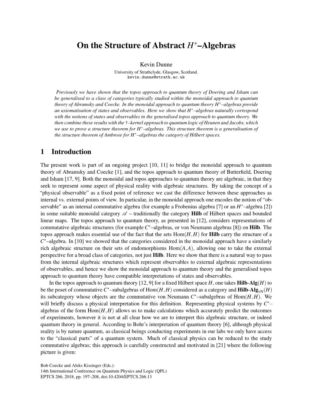 On the Structure of Abstract H –Algebras