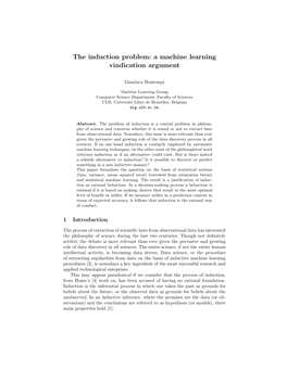 The Induction Problem: a Machine Learning Vindication Argument