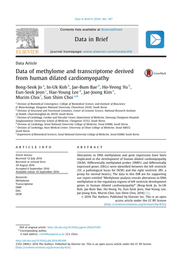 Data of Methylome and Transcriptome Derived from Human Dilated Cardiomyopathy