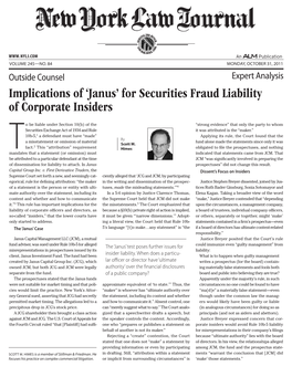 Implications of 'Janus' for Securities Fraud Liability of Corporate Insiders