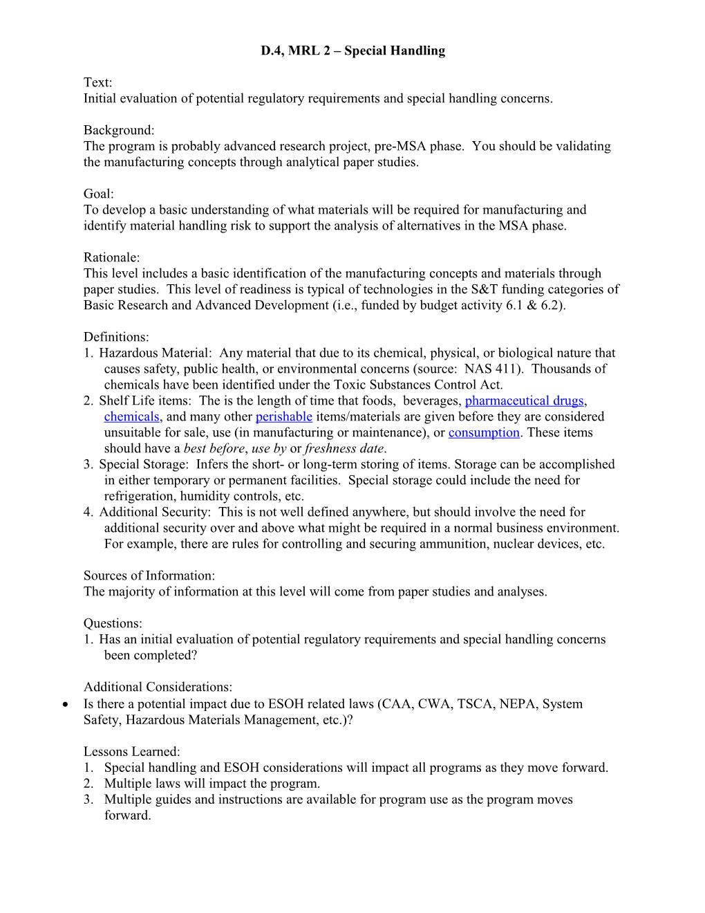 Proposed Form for Mrl Matrix Data