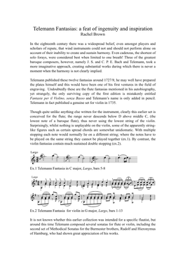 Telemann Fantasias Article + Music