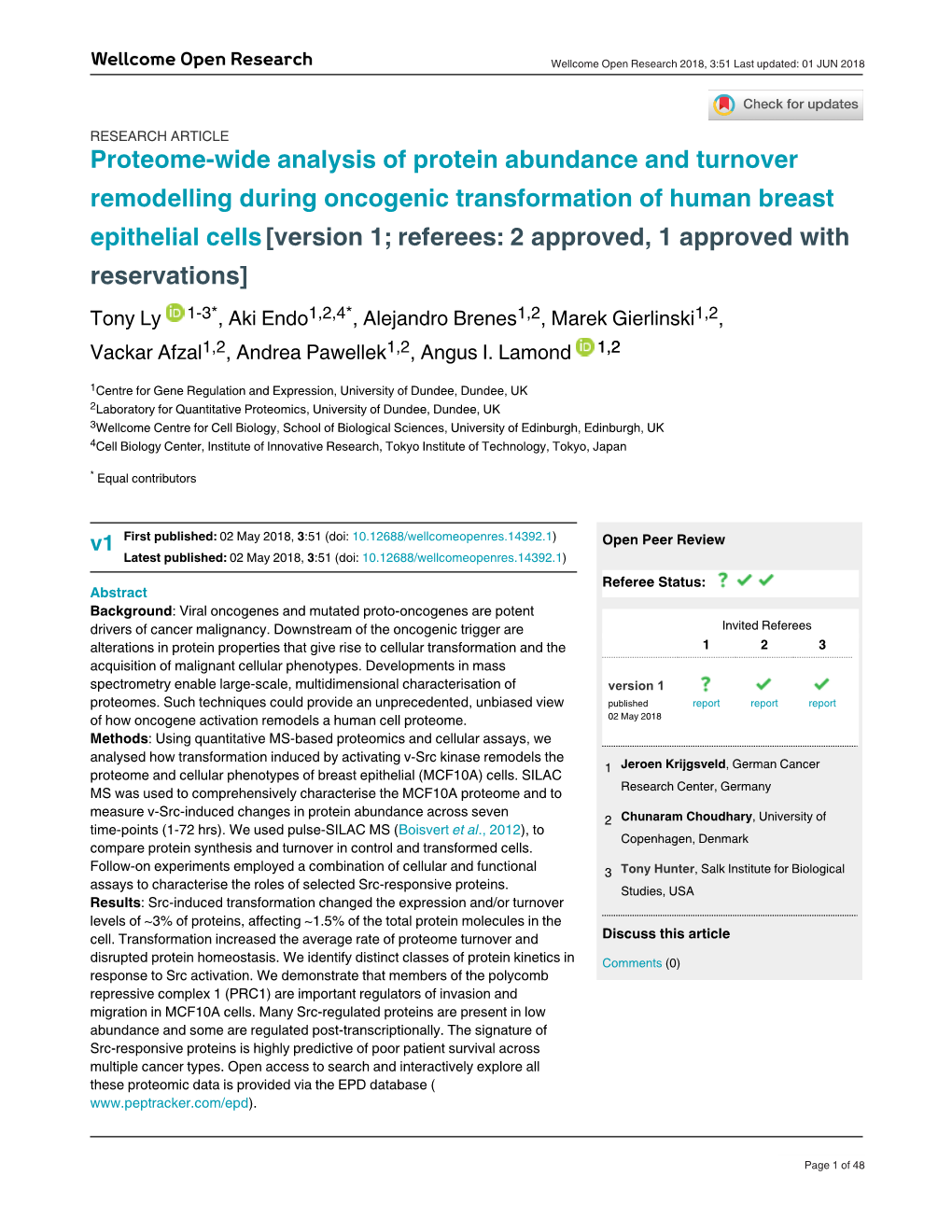 Proteome-Wide Analysis of Protein Abundance and Turnover