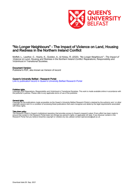 The Impact of Violence on Land, Housing and Redress in the Northern Ireland Conflict