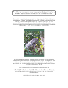 Duffy 2010 Encyclopedia of Animal Behavior-1.Pdf