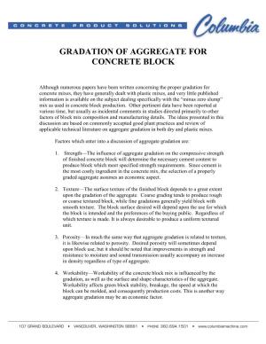 Gradation of Aggregate for Concrete Block