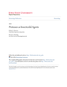 Proteases As Insecticidal Agents Robert L