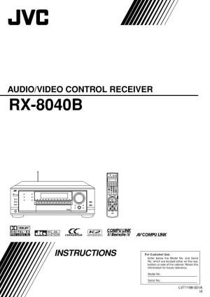 Audio/Video Control Receiver Instructions