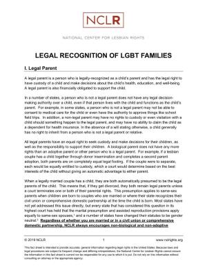 Legal Recognition of Lgbt Families