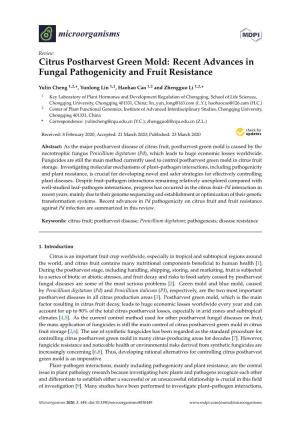 Citrus Postharvest Green Mold: Recent Advances in Fungal Pathogenicity and Fruit Resistance