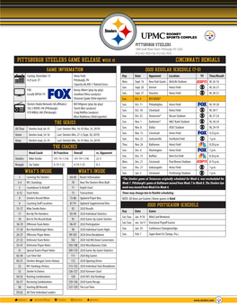 Pittsburgh Steelers Game Release Week 10 Cincinnati Bengals