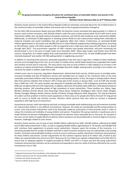 On-Going Humanitarian Emergency Threatens the Nutritional Status of Vulnerable Children and Women in the Central African Republi