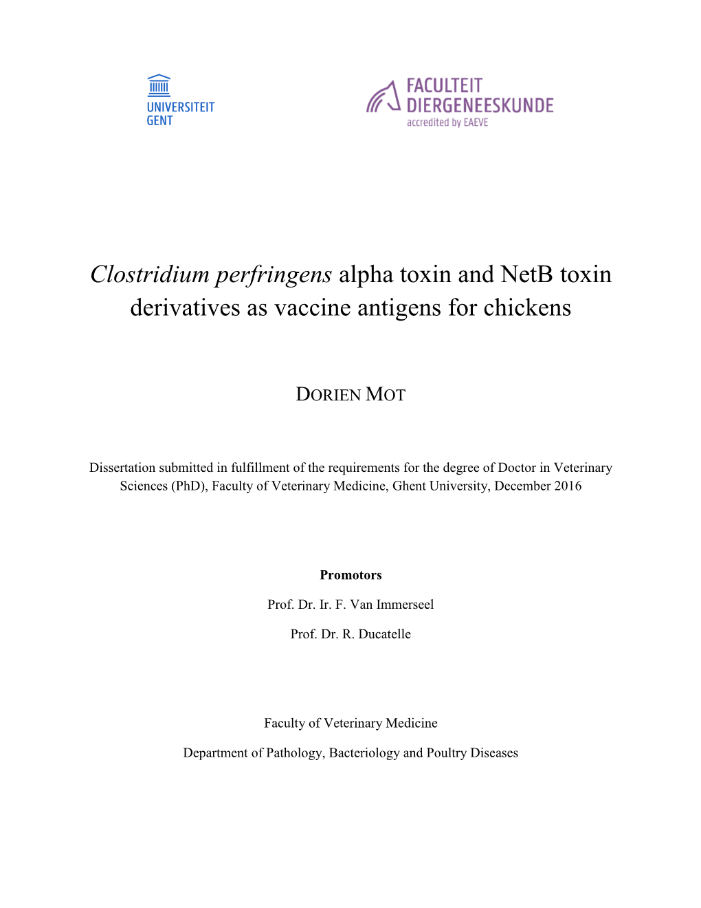 Clostridium Perfringens Alpha Toxin and Netb Toxin Derivatives As Vaccine Antigens for Chickens