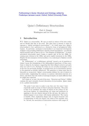 Quine's Deflationary Structuralism