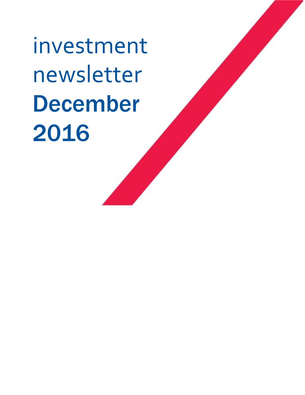 Investment Newsletter December 2016