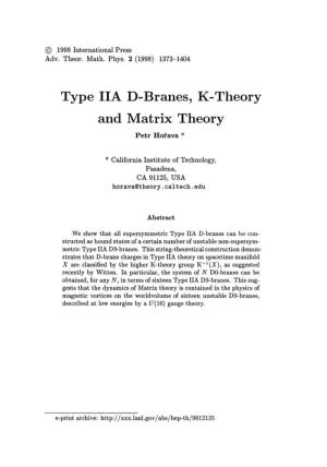 Type IIA D-Branes, K-Theory and Matrix Theory Petr Hofava A