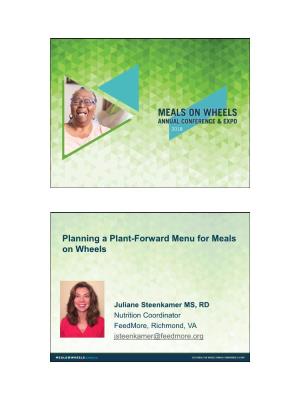 Planning a Plant-Forward Menu for Meals on Wheels