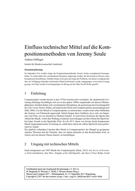 Einfluss Technischer Mittel Auf Die Kompostionsmethoden Von Jeremy Soule