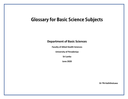 A Glossary for Basic Sciences Subjects