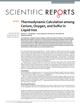 Thermodynamic Calculation Among Cerium, Oxygen, and Sulfur In