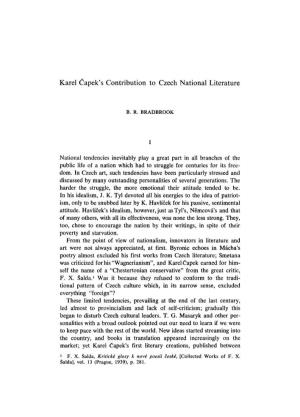 Karel Capek's Contribution to Czech National Literature