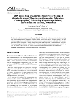 DNA Barcoding of Antarctic Freshwater Copepod