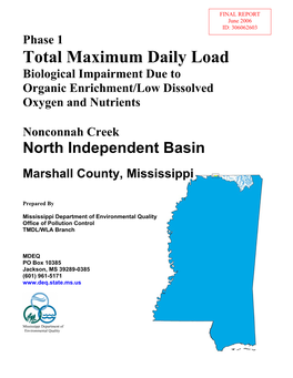 Total Maximum Daily Load Biological Impairment Due to Organic Enrichment/Low Dissolved Oxygen and Nutrients