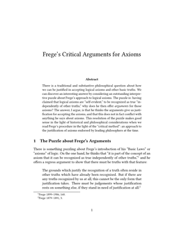 Frege's Critical Arguments for Axioms