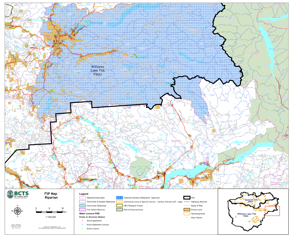 Williams Lake TSA FDU2 FSP Map Riparian