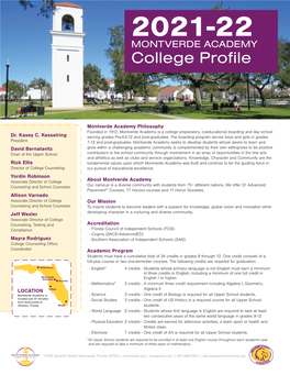 MONTVERDE ACADEMY College Profile