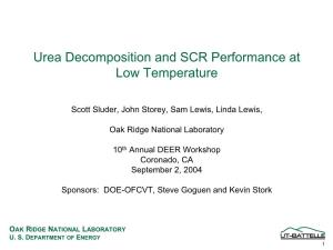 Urea Decomposition and SCR Performance at Low Temperature