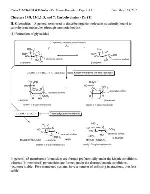 Chem 215-216 HH W12 Notes – Dr. Masato Koreeda - Page 1 of 11
