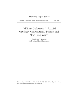 Judicial Ontology, Constitutional Poetics, and Â•Ÿthe Long Warâ•Žâ•Š