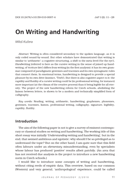 On Writing and Handwriting