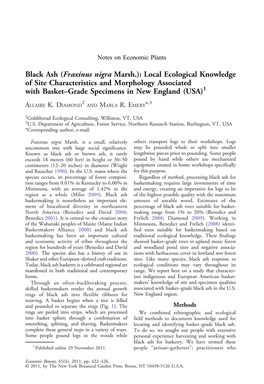 Black Ash (Fraxinus Nigra Marsh.): Local Ecological Knowledge of Site Characteristics and Morphology Associated with Basket–Grade Specimens in New England (USA)1