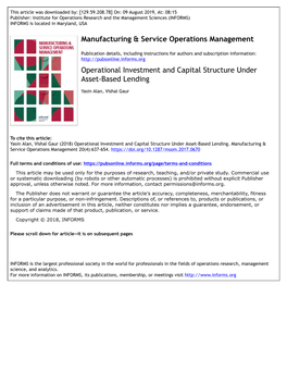 Operational Investment and Capital Structure Under Asset-Based Lending