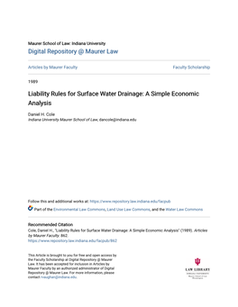 Liability Rules for Surface Water Drainage: a Simple Economic Analysis