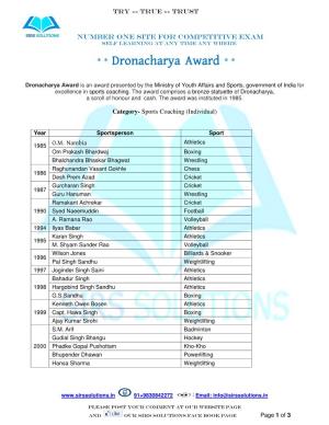 Dronacharya Award Dronacharya Award
