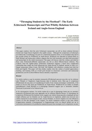 “Thronging Students by the Fleetload”: the Early Echternach Manuscripts and Post-Whitby Relations Between Ireland and Anglo-Saxon England