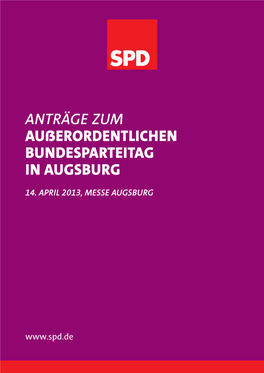 ANTRÄGE ZUM Außerordentlichen Bundesparteitag in Augsburg