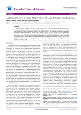 Surfactant Protein-C in the Maintenance of Lung Integrity and Function Stephan W