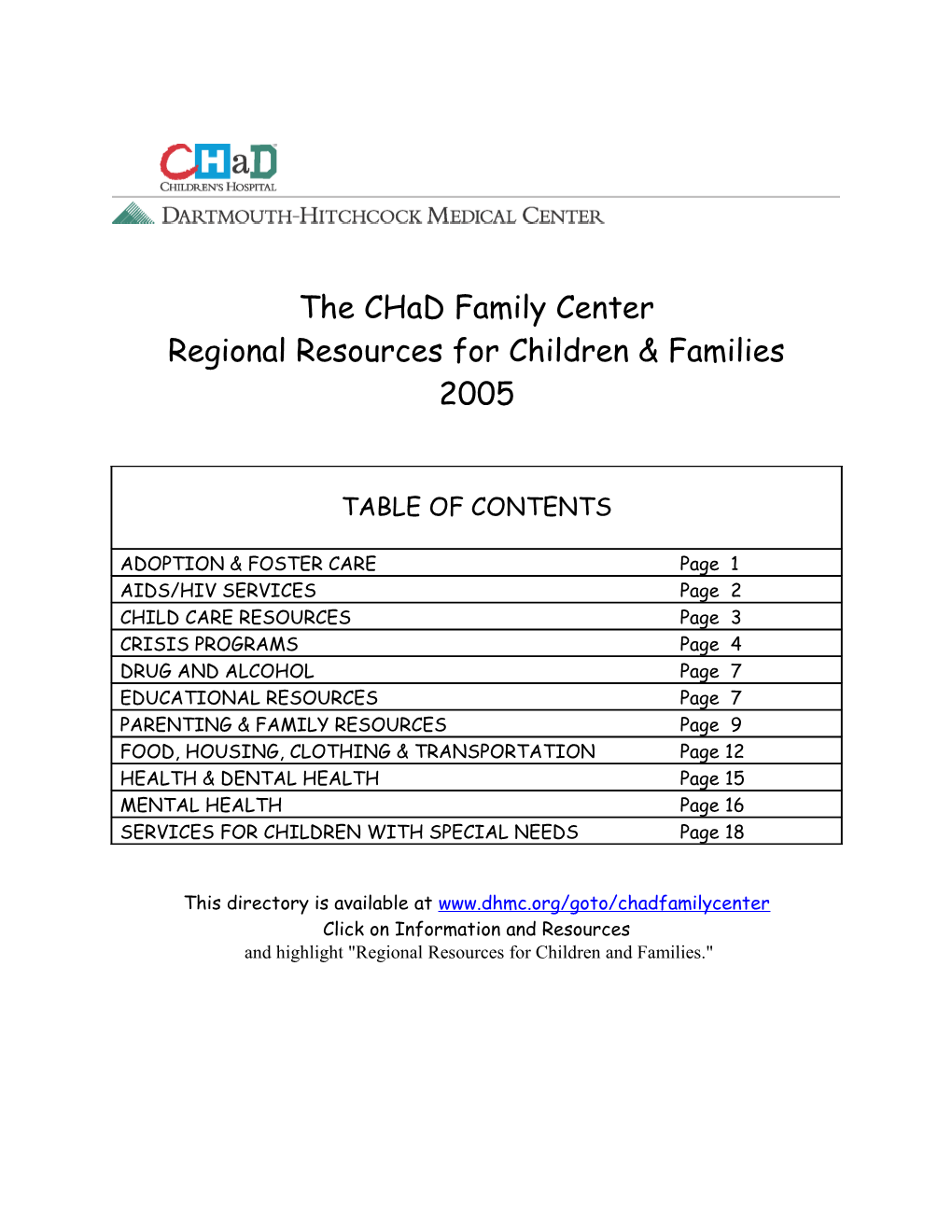 Community Resources for Children and Families