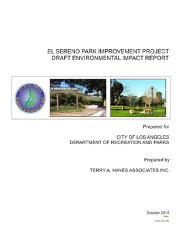 El Sereno Park Improvement Project Draft Environmental Impact Report