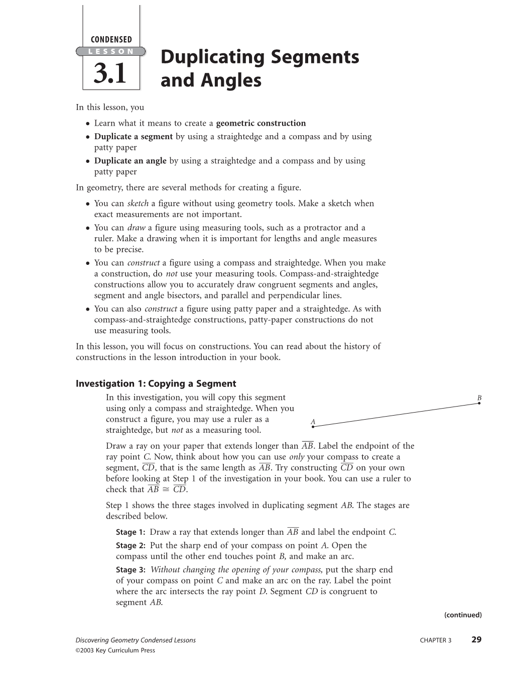 CHAPTER 3 29 ©2003 Key Curriculum Press DG3CL592 03.Qxd 7/1/02 10:51 AM Page 30