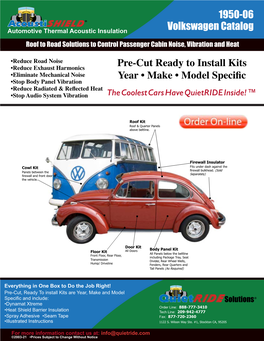 1950-06 Volkswagen Catalog Pre-Cut Ready to Install Kits Year