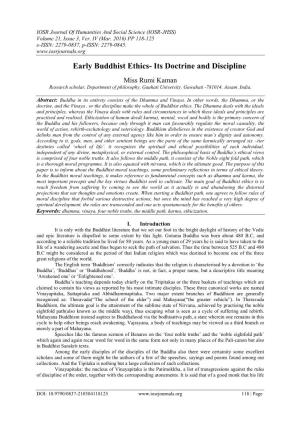 Early Buddhist Ethics- Its Doctrine and Discipline