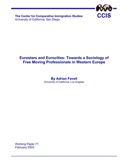 Eurostars and Eurocities: Towards a Sociology of Free Moving Professionals in Western Europe