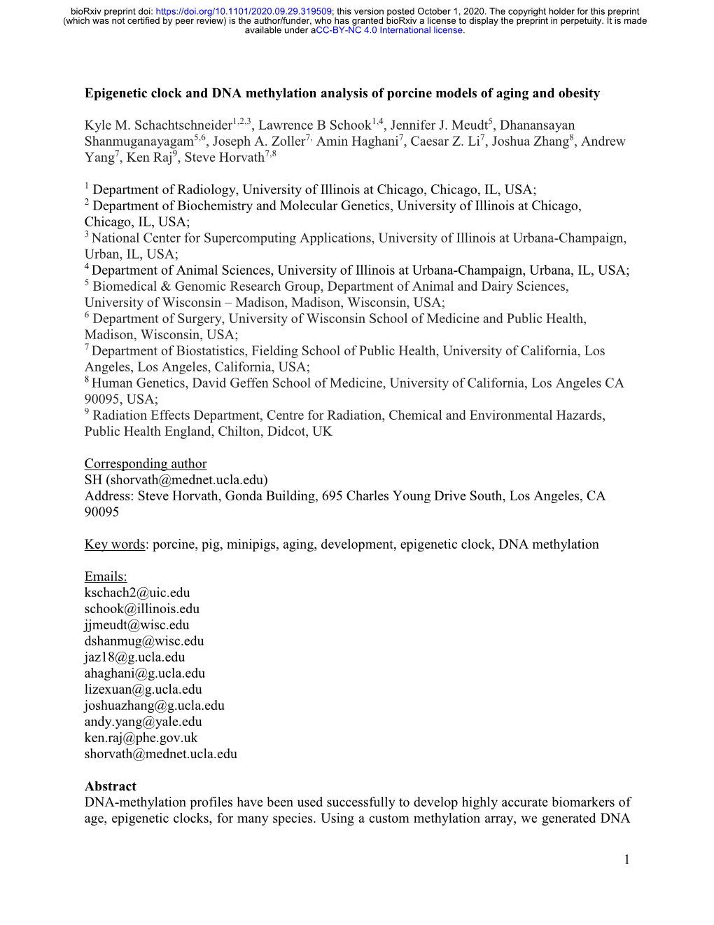 Epigenetic Clock and DNA Methylation Analysis of Porcine Models of Aging and Obesity