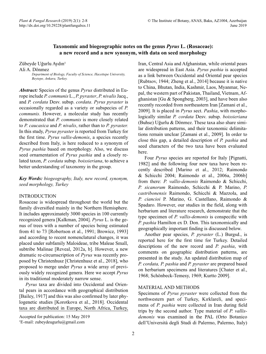 Rosaceae): a New Record and a New Synonym, with Data on Seed Morphology