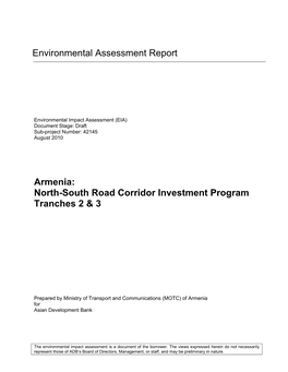 Environmental Assessment Report Armenia: North-South Road